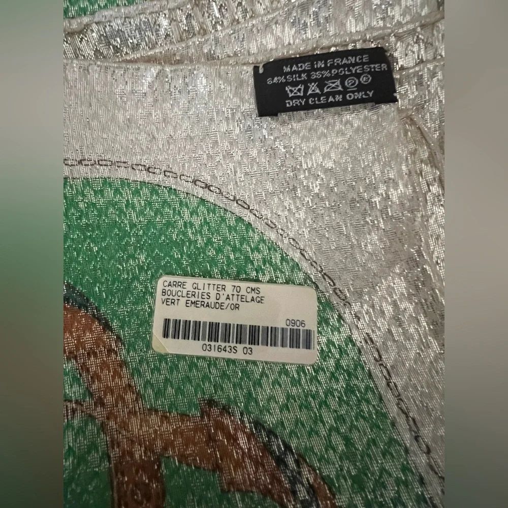 😍💕limited edition Hermès Carrer Glitter square Silk Scarf W Orig Box &receipt - Picture 7 of 10